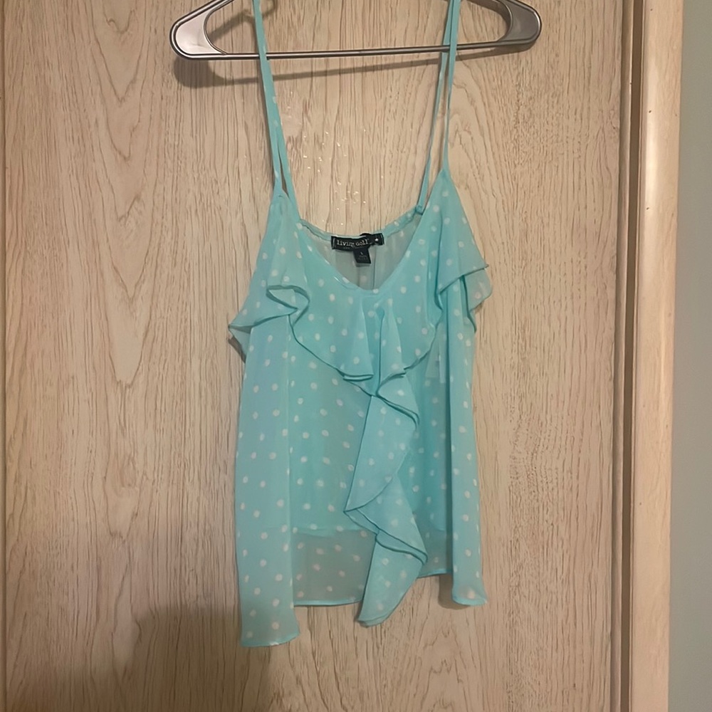 Light blue with polka dots